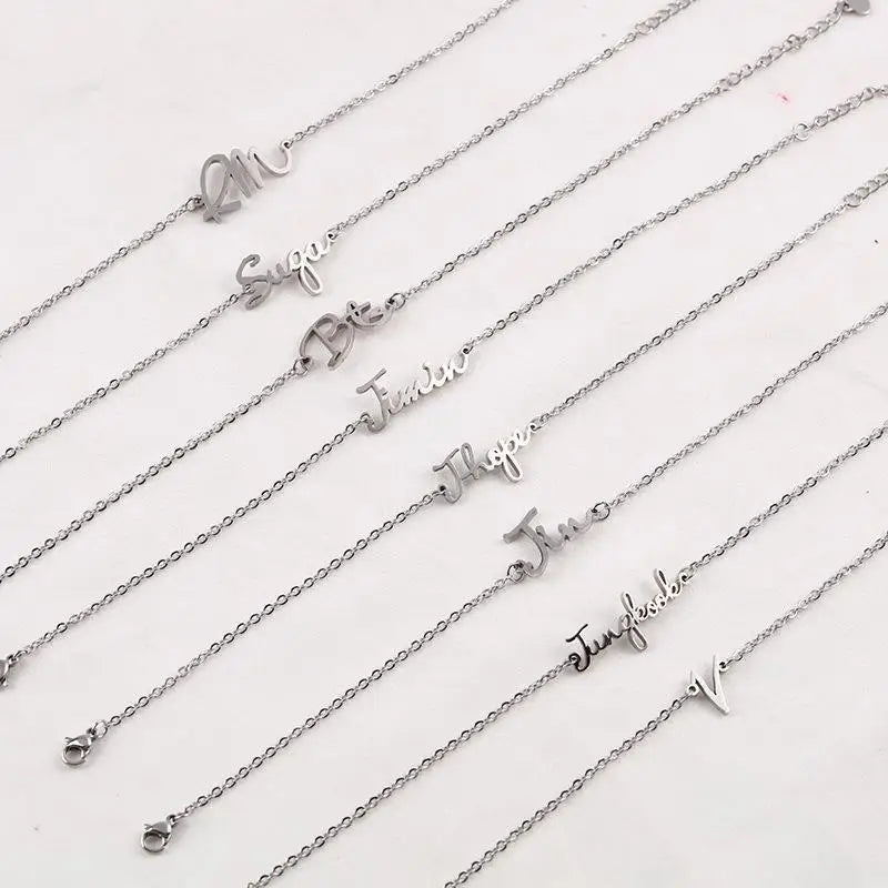 Silver Bias Name Bracelet